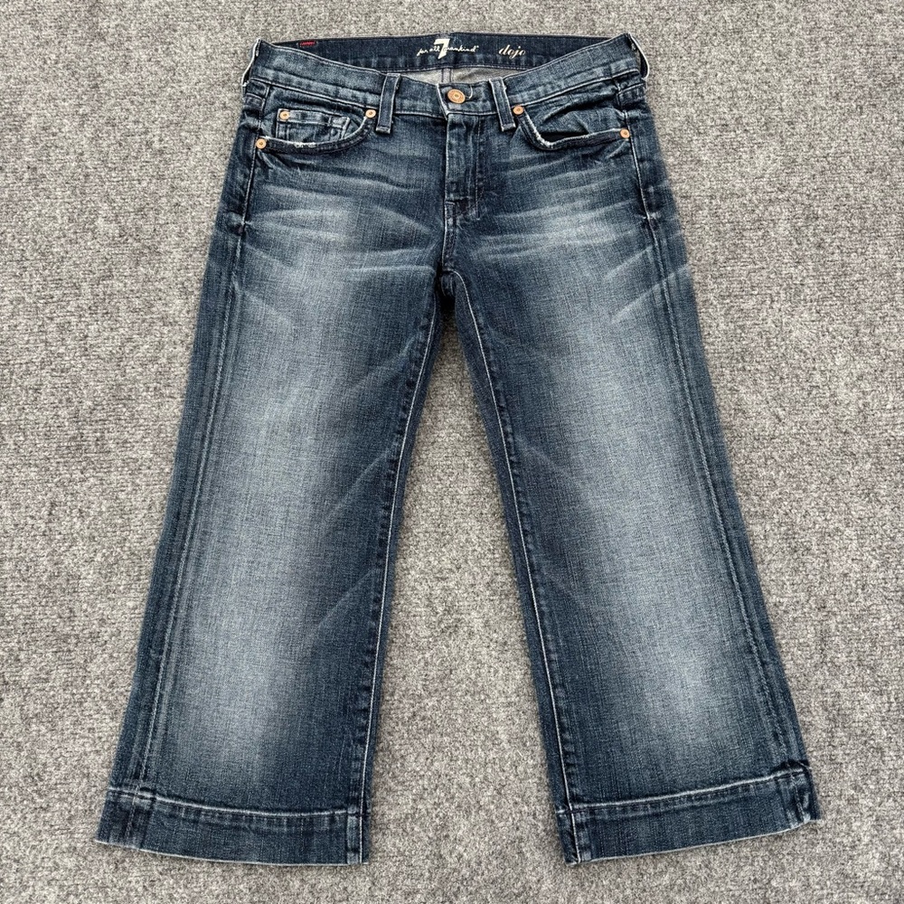 7 For All Mankind Dojo Capri Cropped Jeans Dark Wash Denim Womens Size 26